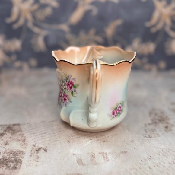 Antique Brandenburg Porcelain Mustache Shaving Mug Roses Gold Trim - Picture 5 of 9